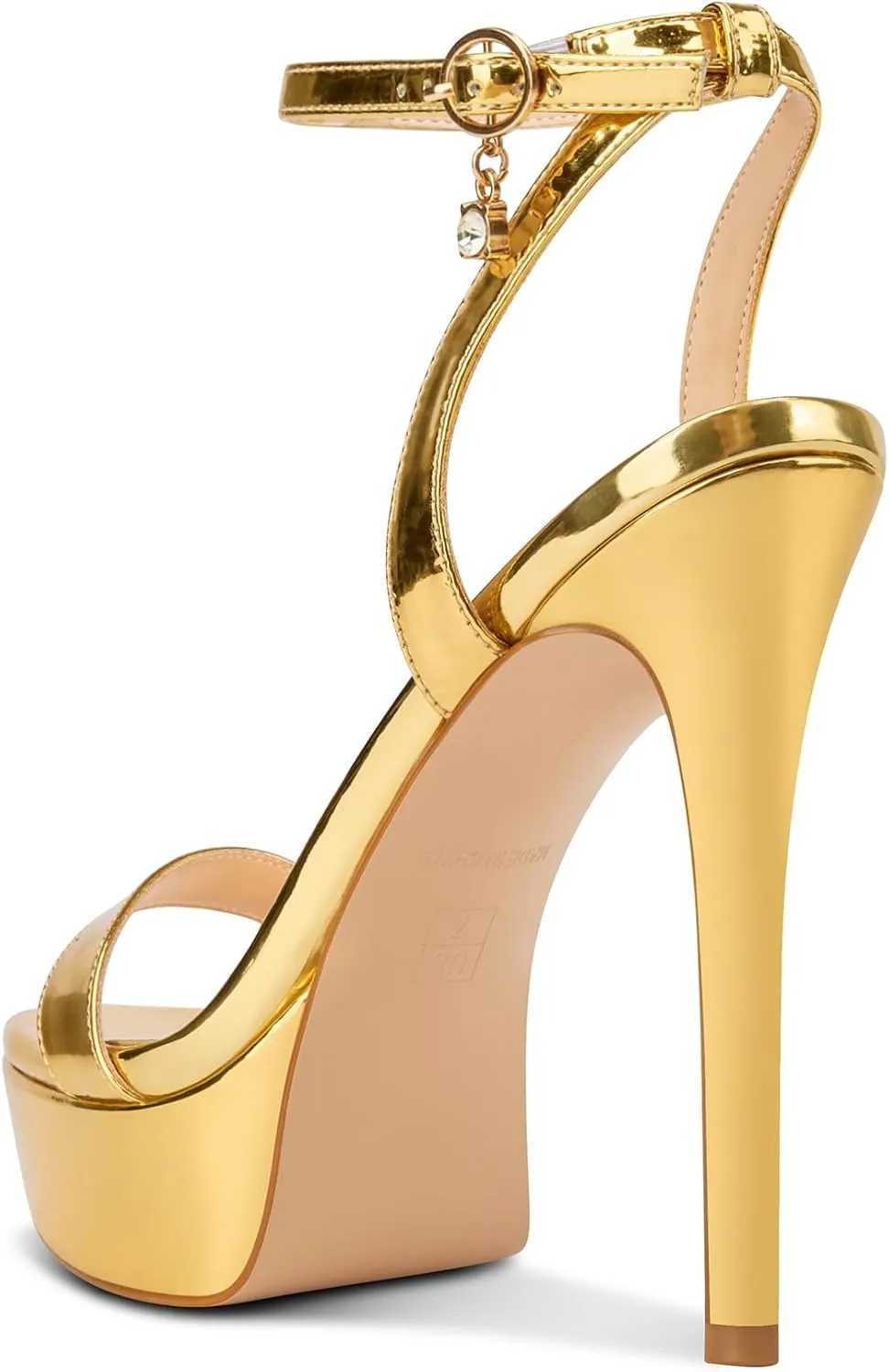Aachcol Womens Open Toe Platform Stiletto Heels Ankle Strap High Heeled Sandals Patent Leather Sexy Slingback Dress Shoes 5.1 Inches Heels