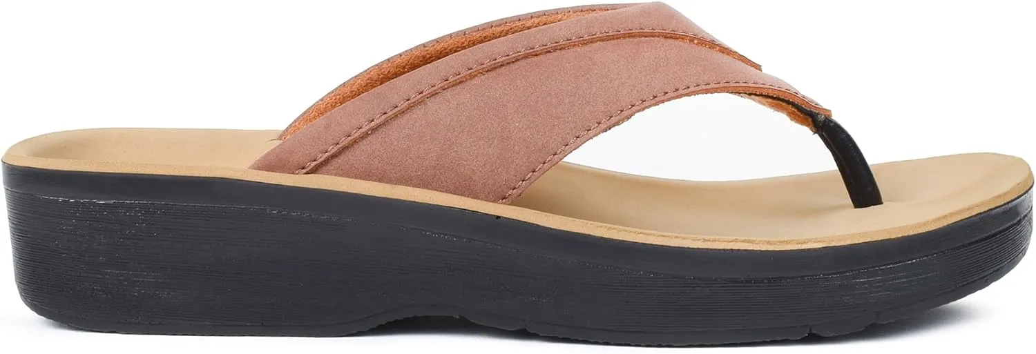 AEROTHOTIC Arch Support Flip Flops for Women Comfortable Cushioned Memory Foam Lined Footbed Outdoor Indoor Dressy Beach Walking Thong Soft Padded Strappy Sandals