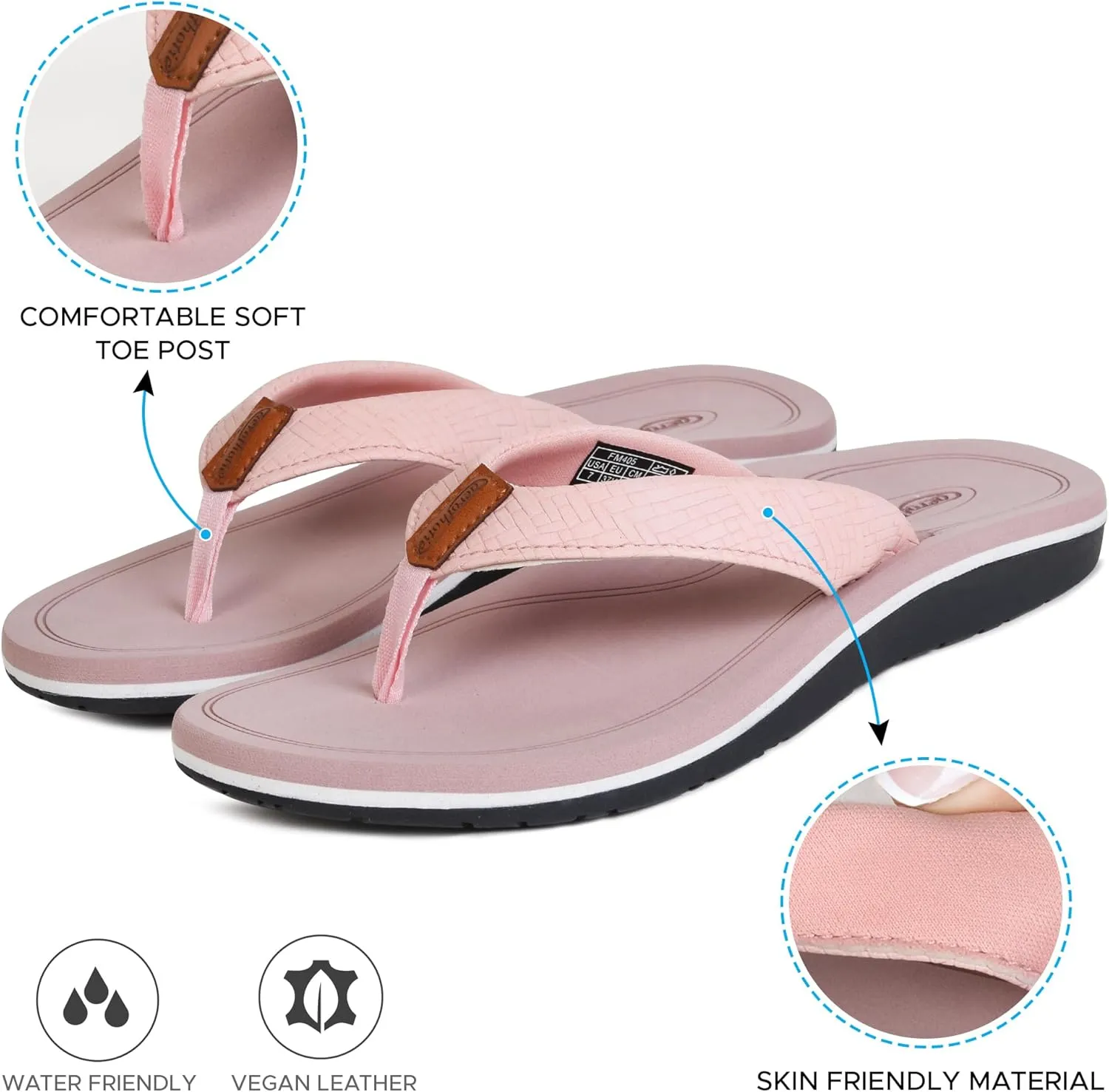 AEROTHOTIC Flip Flops Arch Support Womens – Slip On Recovery Plantar Fasciitis Relief Orthotic Slippers – Lightweight Thong Cushioning Sandals Women – Indoor Outdoor Beach Yoga Mat Footbed Footwear