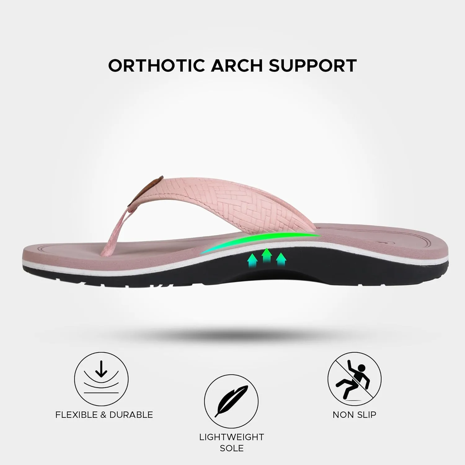 AEROTHOTIC Flip Flops Arch Support Womens – Slip On Recovery Plantar Fasciitis Relief Orthotic Slippers – Lightweight Thong Cushioning Sandals Women – Indoor Outdoor Beach Yoga Mat Footbed Footwear