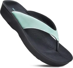 AEROTHOTIC Slip On Recovery Footwear Plantar Fasciitis Flip Flops for Women Yoga Mat Outdoor Walking Beach Ladies Arch Support Summer Thong Dressy Casual Sandals Comfortable Vacation Essentials