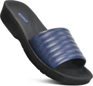 AEROTHOTIC Womens Slides Slip On Recovery Footwear Plantar Fasciitis Slides for Women with Arch Support Yoga Mat Indoor Outdoor Walking Ladies Soft Padded Dressy Non Slip Foodbed Beach Sandals Women