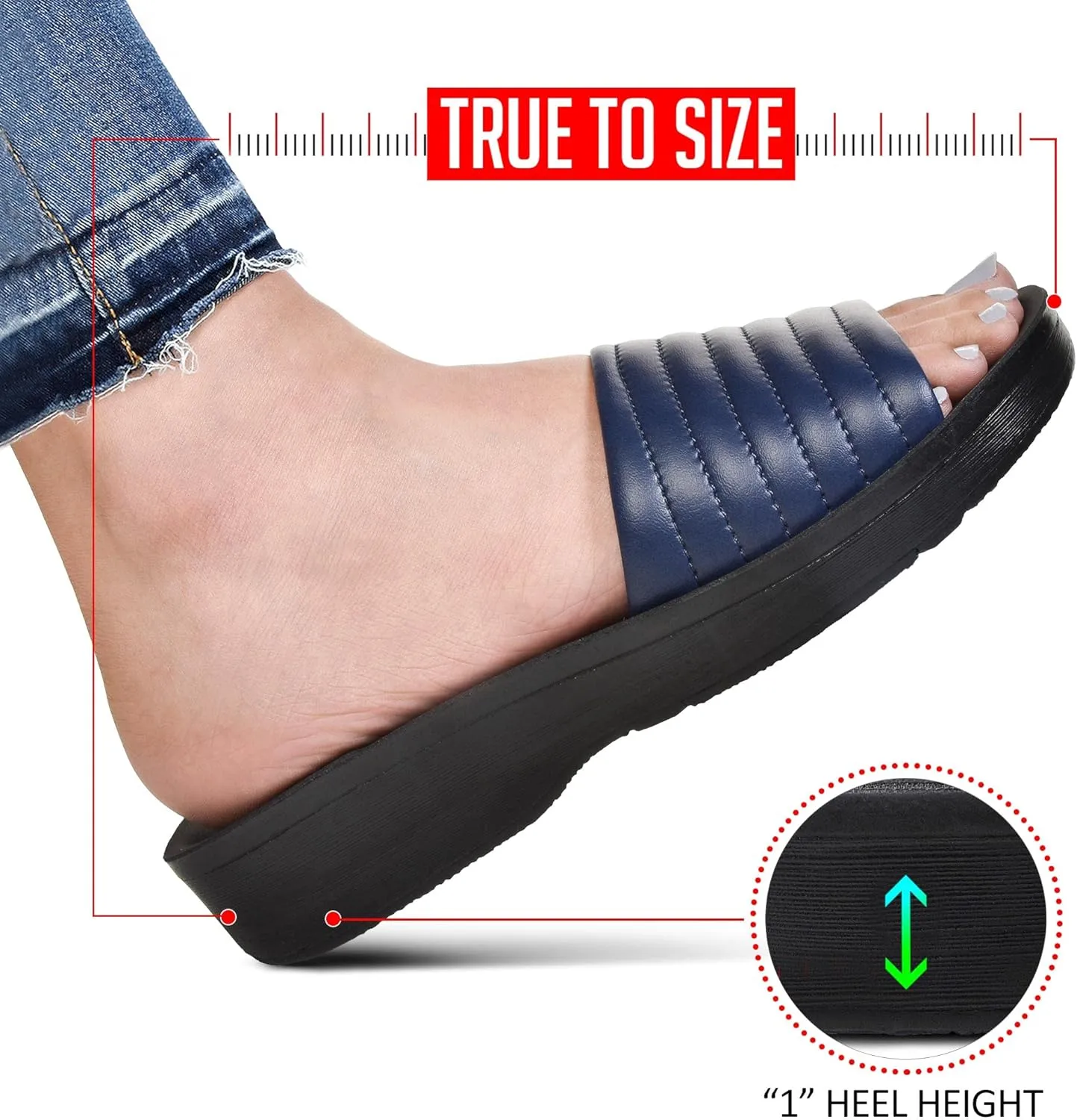 AEROTHOTIC Womens Slides Slip On Recovery Footwear Plantar Fasciitis Slides for Women with Arch Support Yoga Mat Indoor Outdoor Walking Ladies Soft Padded Dressy Non Slip Foodbed Beach Sandals Women