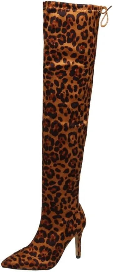 Aflngle Women's Over The Knee Thigh High Boots Fashion Pointed Toe Stretch Suede Stiletto High Heel Long Boots