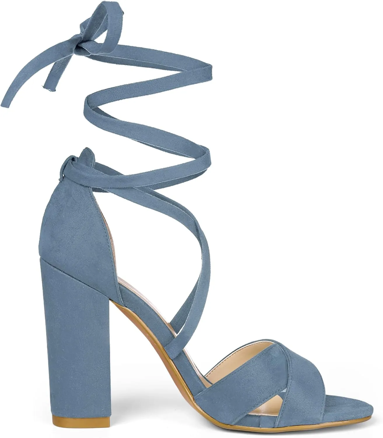 Allegra K Women's Block Heeled Lace Up Sandals