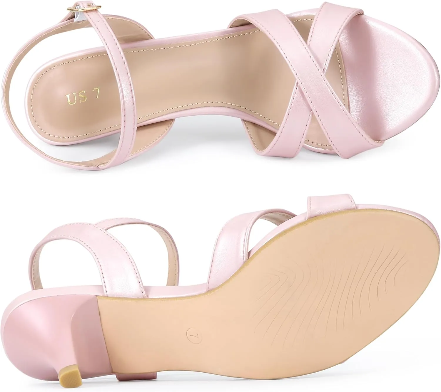 Allegra K Women's Cross Straps Kitten Heel Sandals
