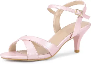 Allegra K Women's Cross Straps Kitten Heel Sandals