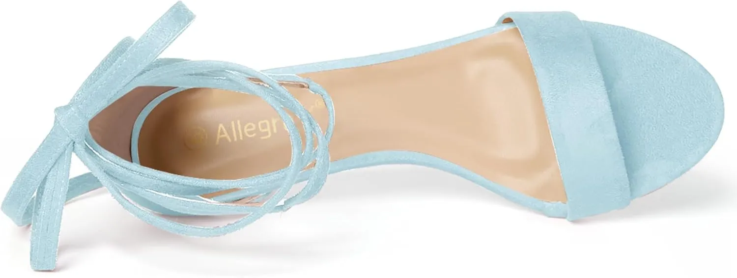 Allegra K Women's Kitten Heel Lace Up Sandals