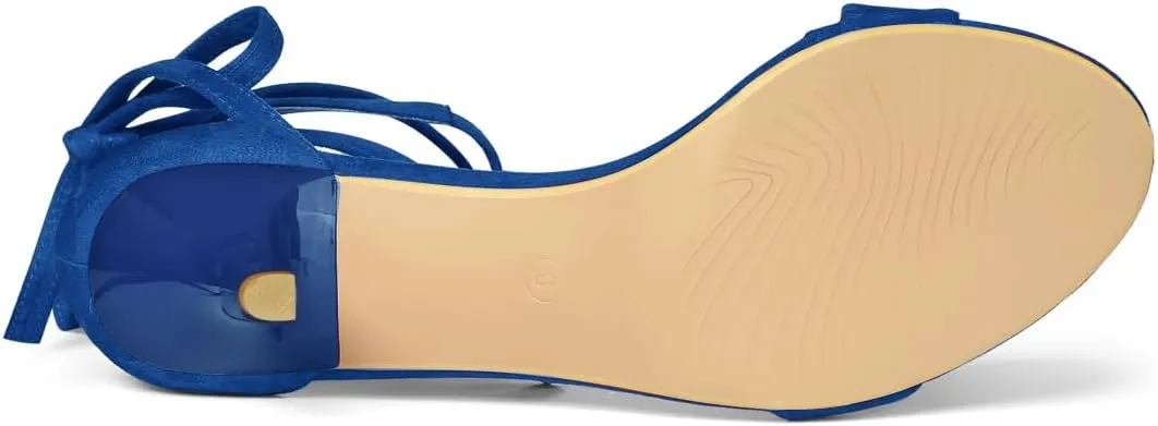 Allegra K Women's Kitten Heel Lace Up Sandals