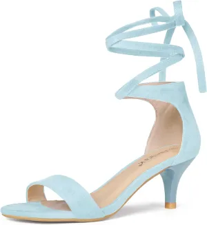Allegra K Women's Kitten Heel Lace Up Sandals