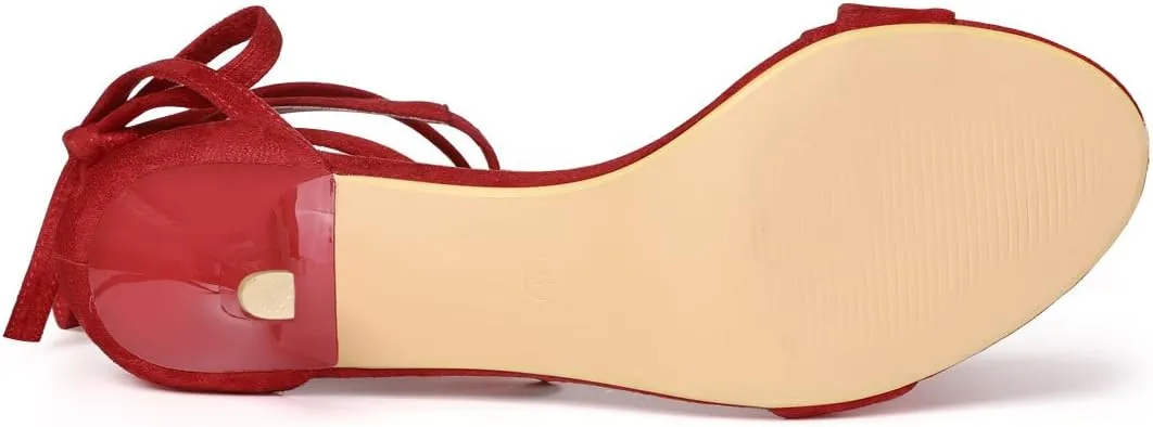 Allegra K Women's Kitten Heel Lace Up Sandals