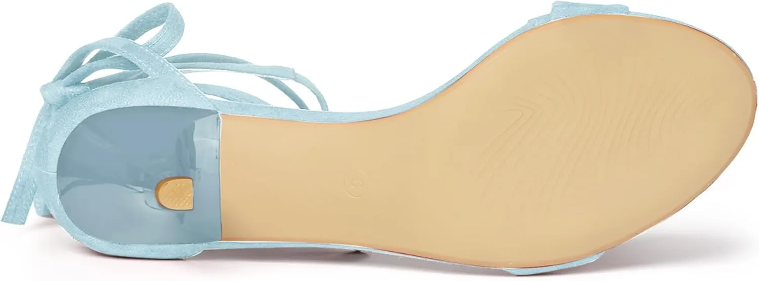 Allegra K Women's Kitten Heel Lace Up Sandals