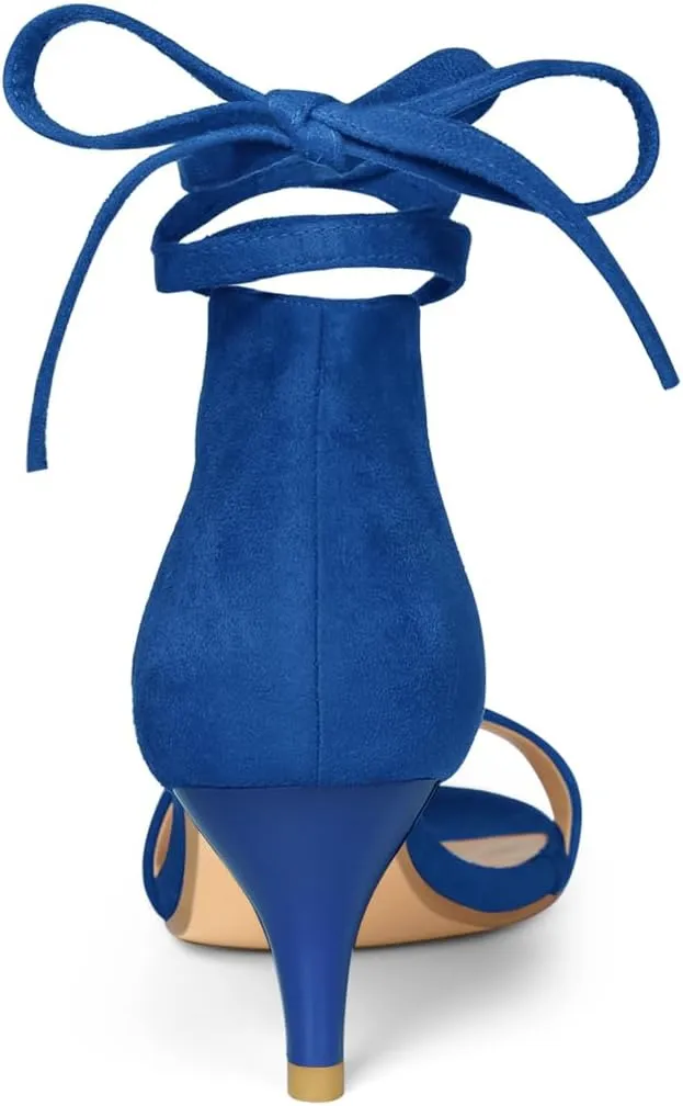 Allegra K Women's Kitten Heel Lace Up Sandals