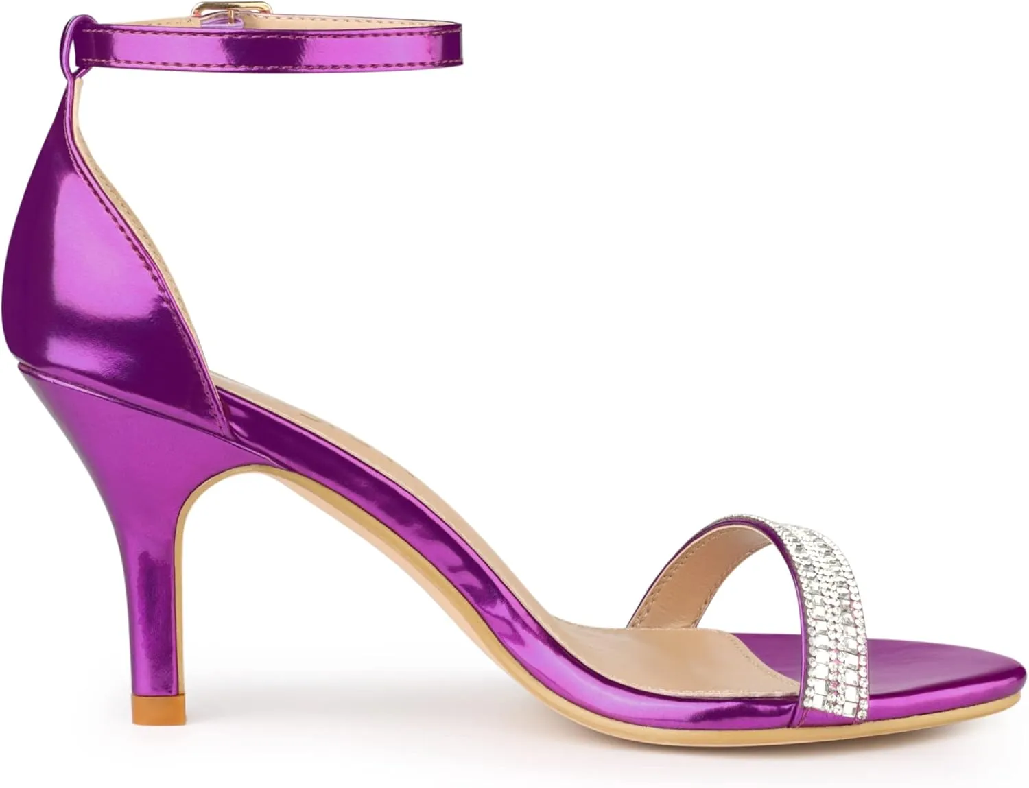 Allegra K Women's Stiletto Heels Rhinestone Ankle Strap Sandals