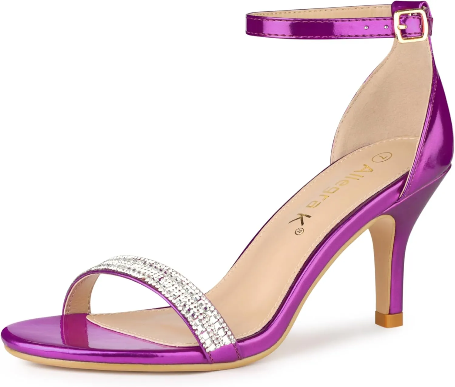 Allegra K Women's Stiletto Heels Rhinestone Ankle Strap Sandals