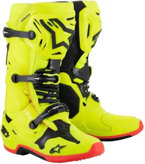 Alpinestars 2010020-533-10: Tech 10 Boots Ylw Fluo/Blk/Red Fluo Sz 10