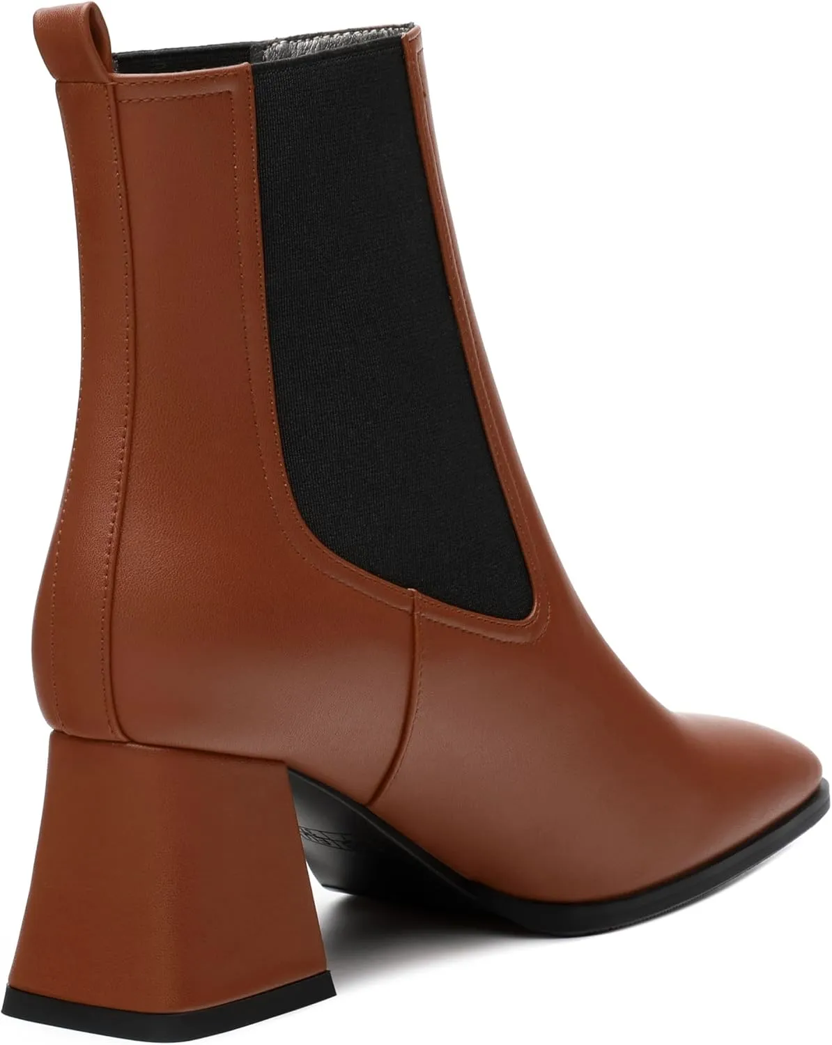 Ankle Boots for Women，Fashionable Soft Elastic Ankle Boots，Square Toe Chunky Mid Heel Women's Ankle Booties