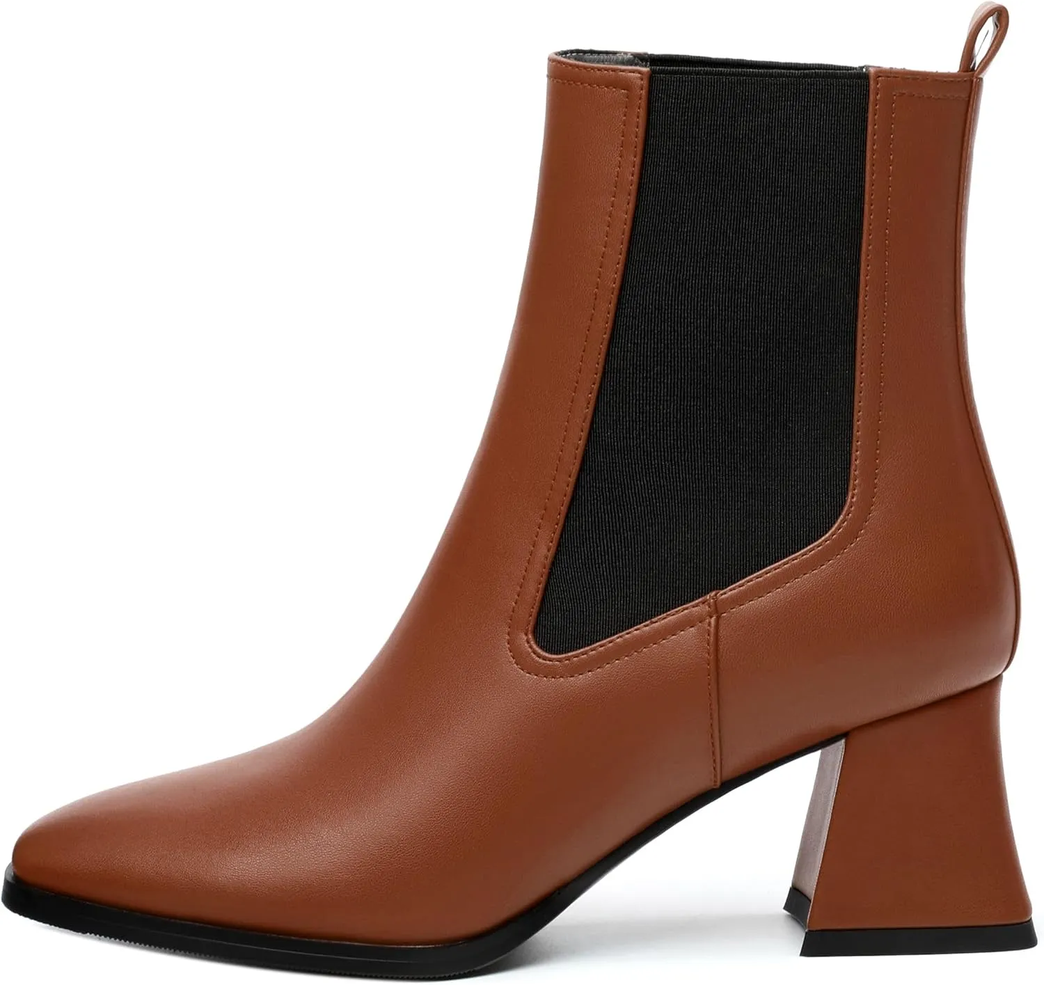 Ankle Boots for Women，Fashionable Soft Elastic Ankle Boots，Square Toe Chunky Mid Heel Women's Ankle Booties