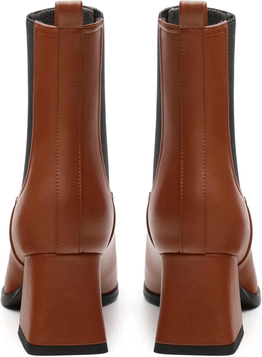 Ankle Boots for Women，Fashionable Soft Elastic Ankle Boots，Square Toe Chunky Mid Heel Women's Ankle Booties