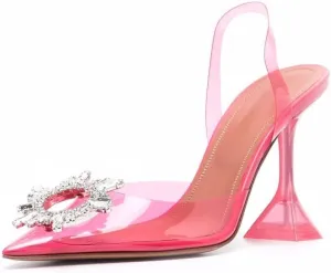 Arqa Clear Heels for Women Pointed Toe Transparent PVC Sandals with Crystal Slingback Stilettos Dress Pumps