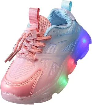Baby Toddler Light Up Sport Sneaker Kids Boys Flashing Tennis Sneakers Lightweight Breathable Running Athletic Shoe