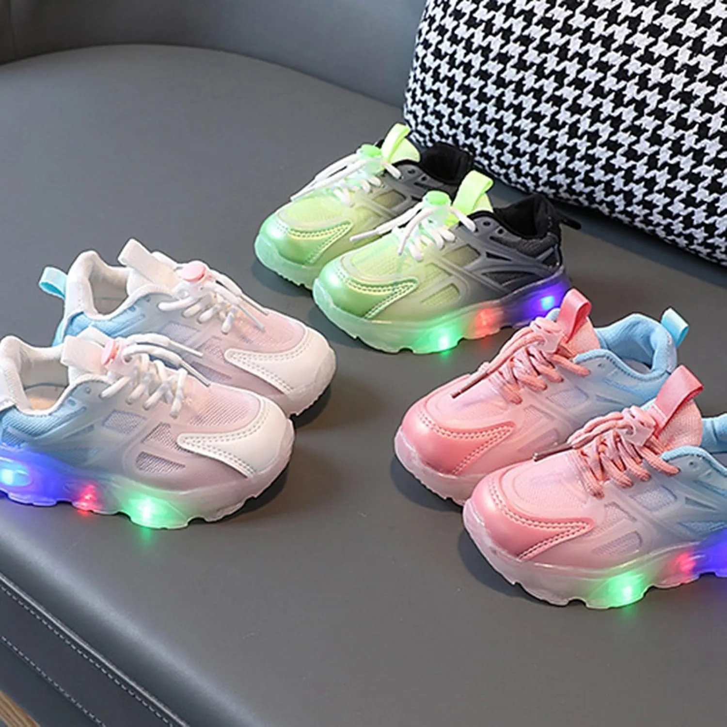 Baby Toddler Light Up Sport Sneaker Kids Boys Flashing Tennis Sneakers Lightweight Breathable Running Athletic Shoe