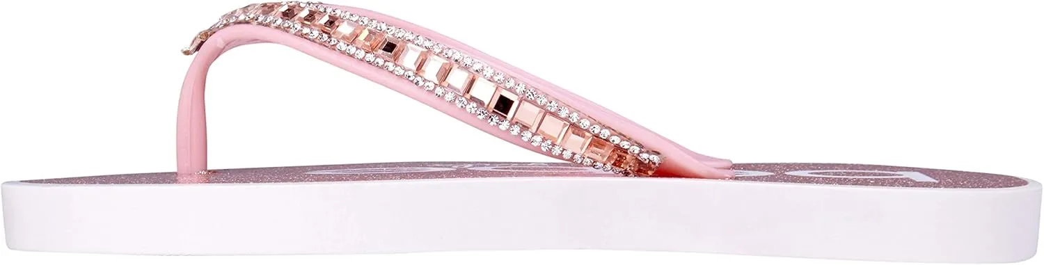 bebe Girls' Sandals - Open Toe Slip On Summer Holiday Rhinestone Thong Flip Flops with Soft Strap and Cushioned Sole