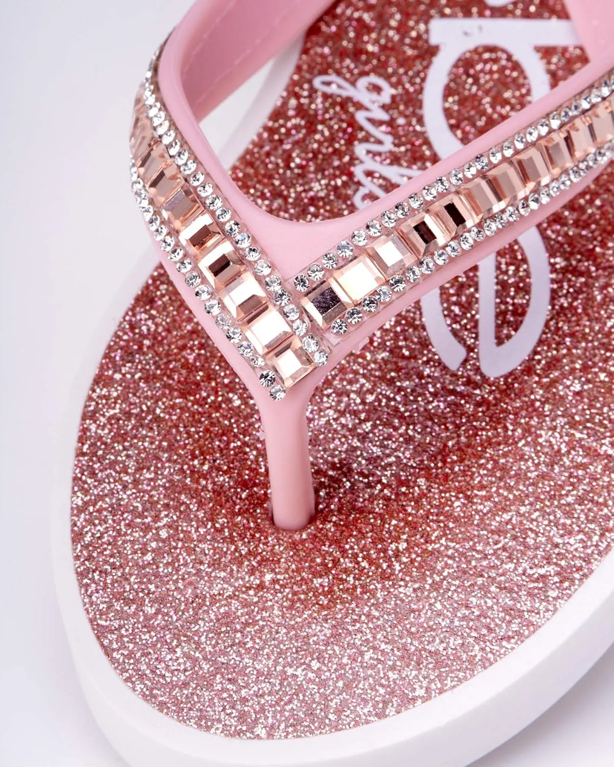 bebe Girls' Sandals - Open Toe Slip On Summer Holiday Rhinestone Thong Flip Flops with Soft Strap and Cushioned Sole