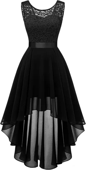BeryLove Cocktail Prom Dresses 2025 Formal Wedding Guest Dresses Sleeveless Lace High Low Homecoming Dress