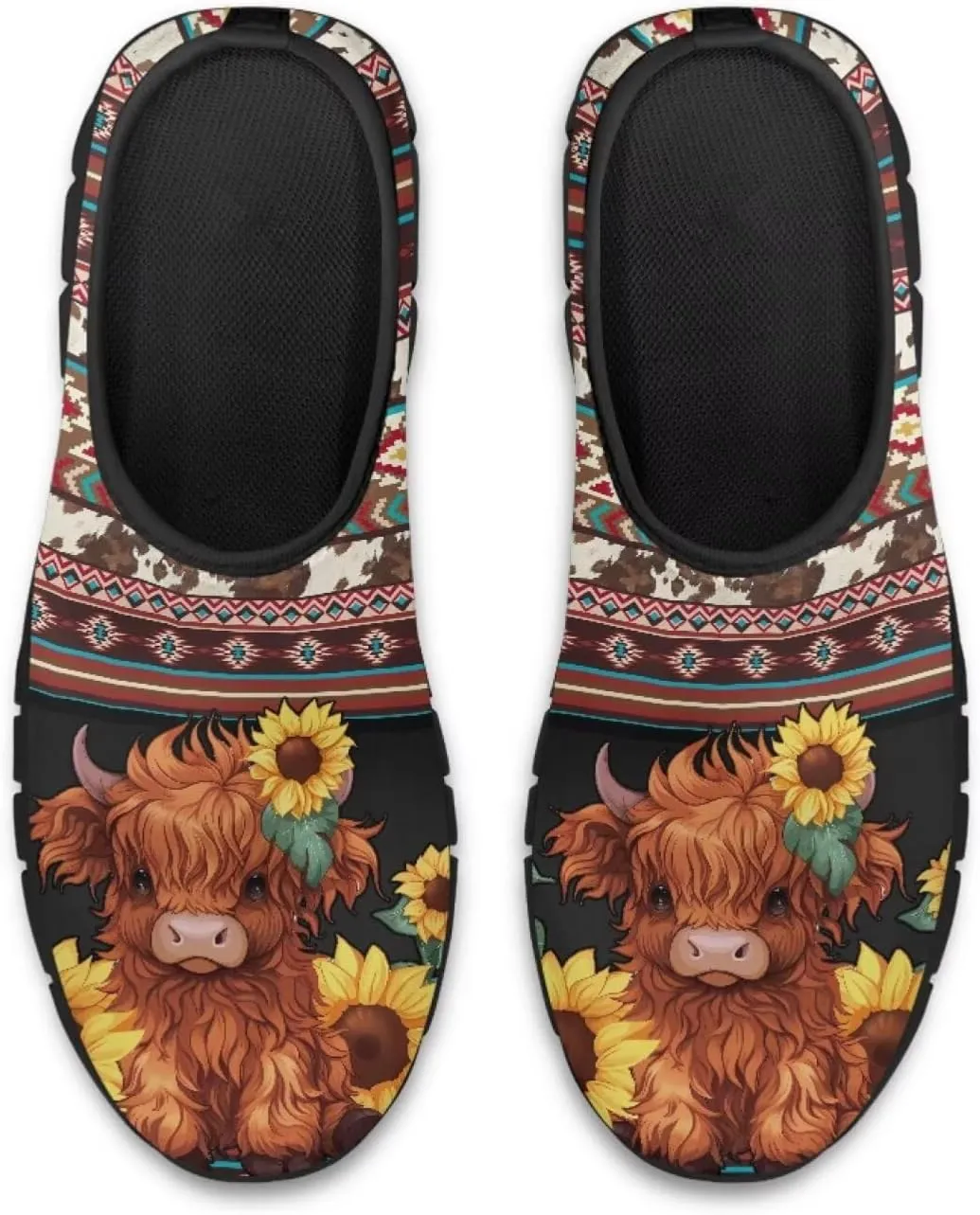 Cartoon Cattle Print Slip on Shoes for Women Loafers Hands Free Shoes Running Sneakers