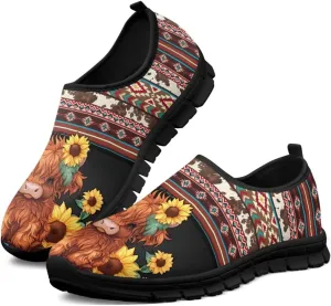 Cartoon Cattle Print Slip on Shoes for Women Loafers Hands Free Shoes Running Sneakers