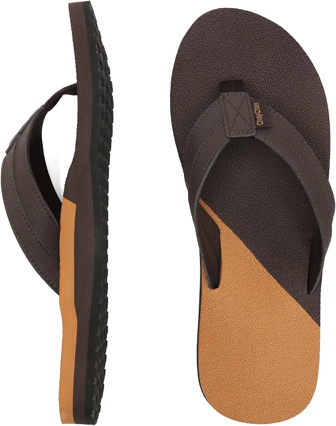 ChayChax Mens Flip Flops Arch Support Comfort Beach Thong Sandals with Ultra Cushion Footbed