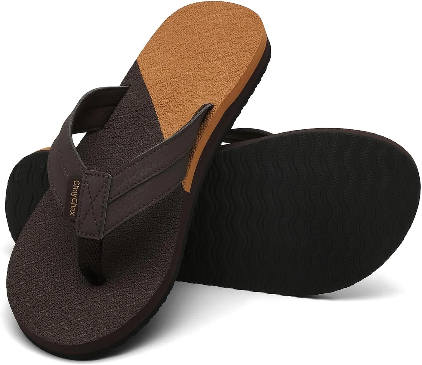 ChayChax Mens Flip Flops Arch Support Comfort Beach Thong Sandals with Ultra Cushion Footbed