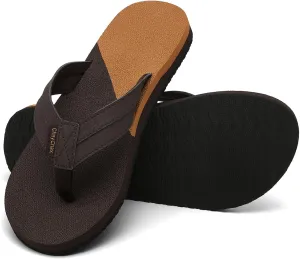 ChayChax Mens Flip Flops Arch Support Comfort Beach Thong Sandals with Ultra Cushion Footbed