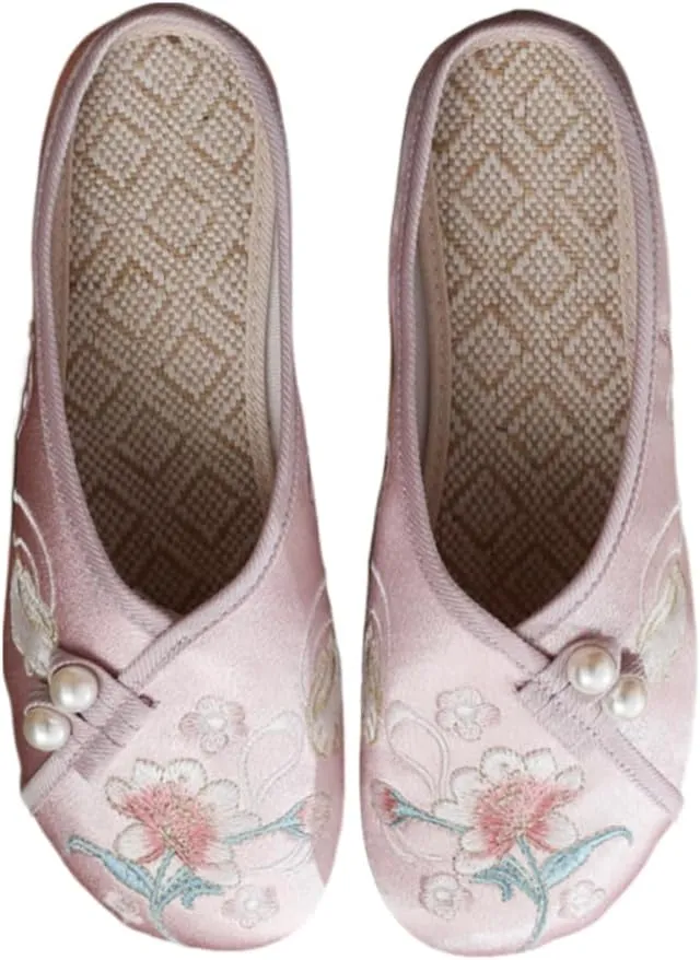 Chinese Slippers for Women Embroidered Mules Slip on - Comfortable Walking Retro Trendy Soft Cute Casual Beach Travel Lightweight Running Standing All Day Business Office Driving Birthday Gifts