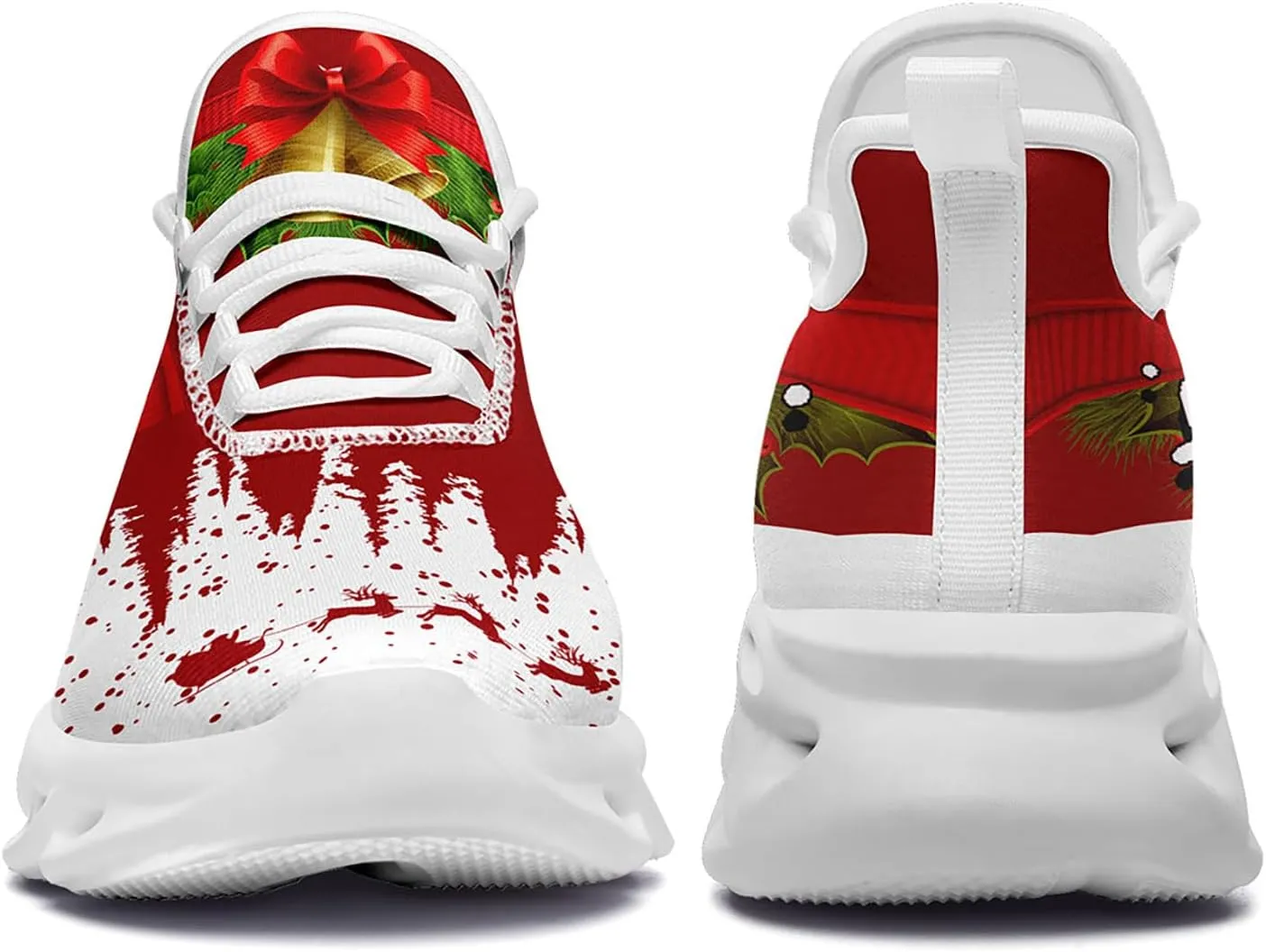 Christmas Running Shoes for Men Women – Holiday Festive Design, Comfortable Lightweight Tennis Shoes Mesh Walking Sneaker