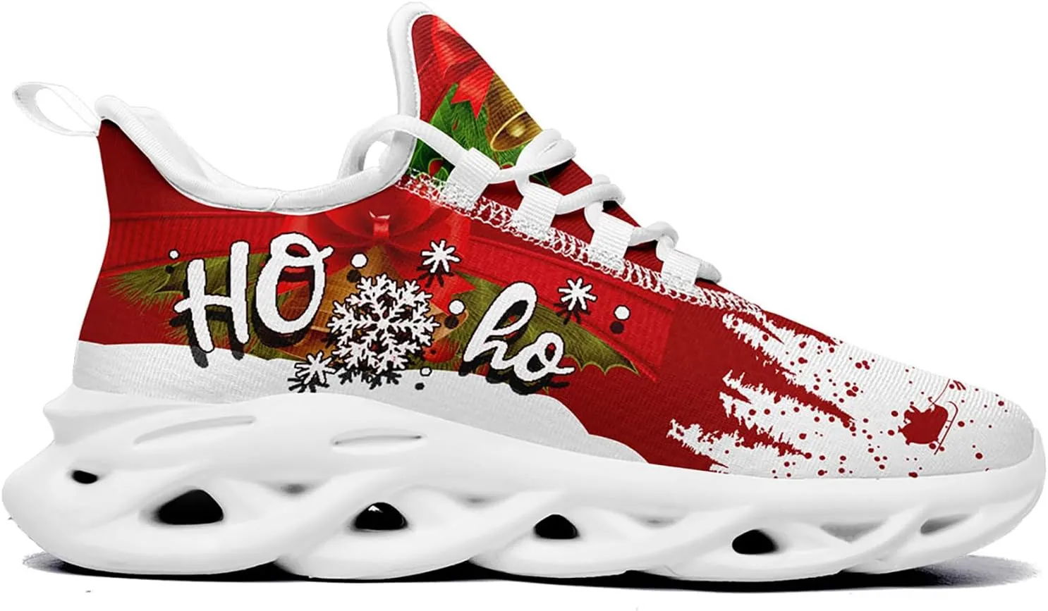 Christmas Running Shoes for Men Women – Holiday Festive Design, Comfortable Lightweight Tennis Shoes Mesh Walking Sneaker
