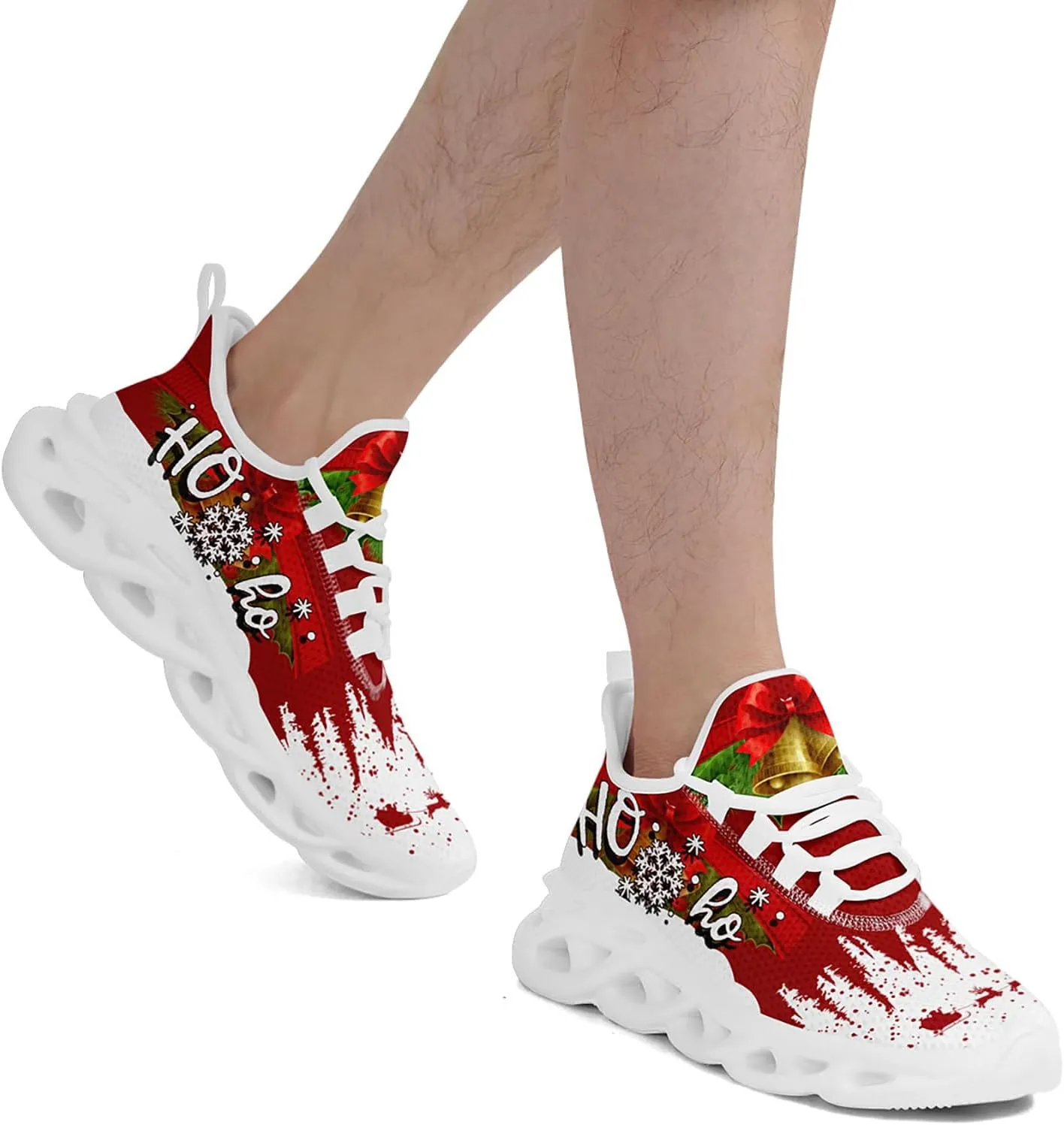 Christmas Running Shoes for Men Women – Holiday Festive Design, Comfortable Lightweight Tennis Shoes Mesh Walking Sneaker