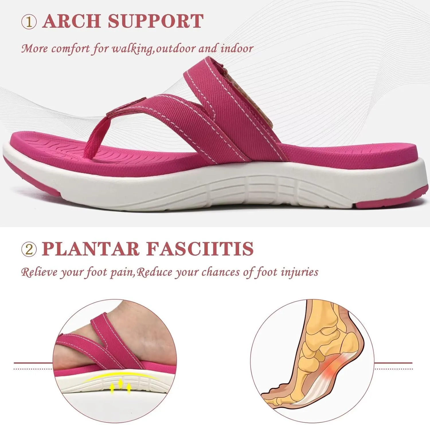 COFACE Womens Fashion Orthotic Flip Flops Ladies Slip On Lightweight Athletic Yoga Mat Cushion Thong Sandals With Comfortable Plantar Fasciitis Arch Support