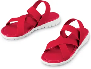 Collections Etc Women's Casual Criss Cross Summer Stretch Strap Sandals Black 11