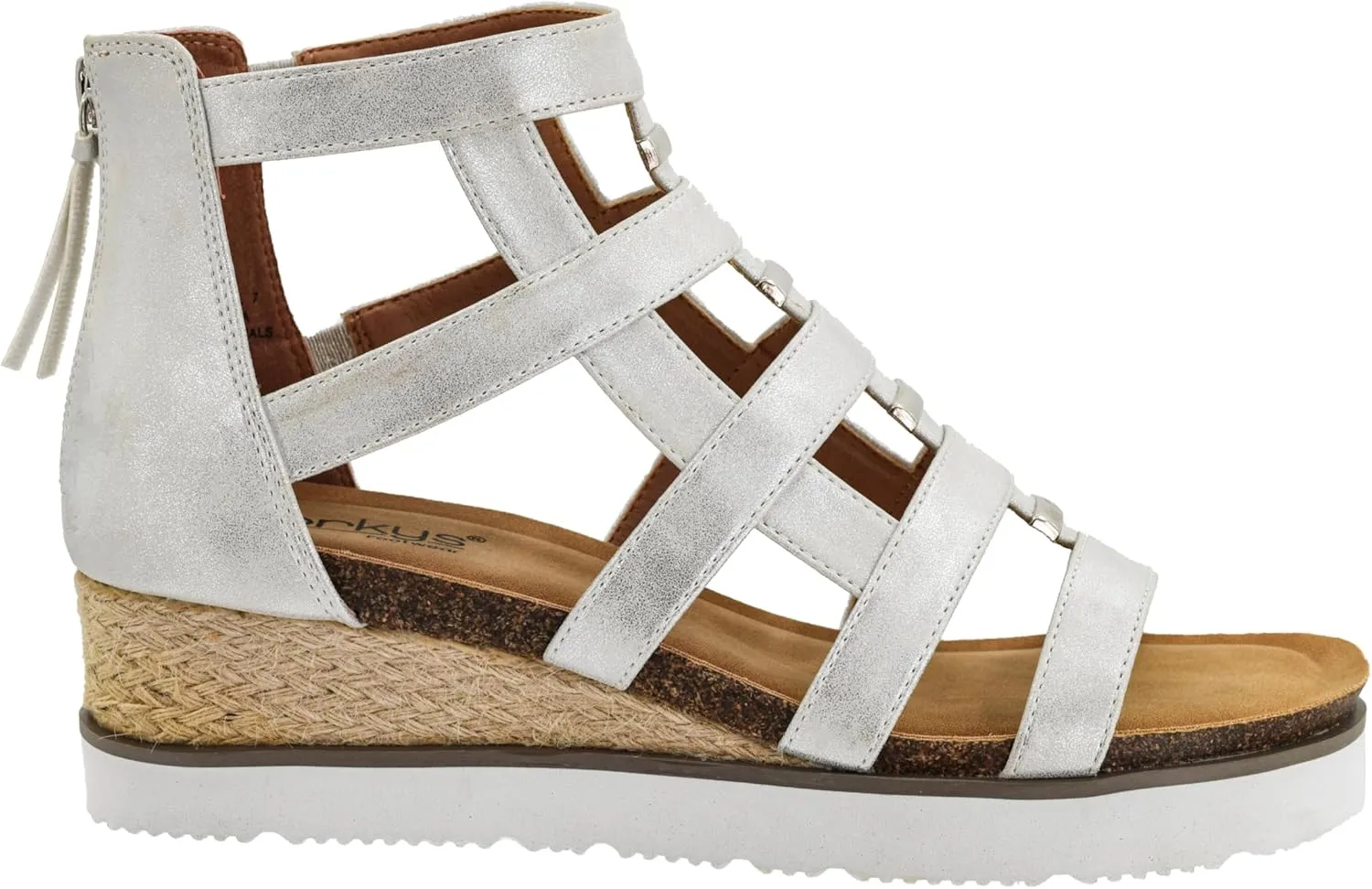 Corkys Footwear Hey Girl Women's Caged Animal Wedge Sandals - Featuring a 2-inch Heel, A Strappy Upper, Metal Accents, A Full Back Zip, and Comfortable Cushioned Insoles