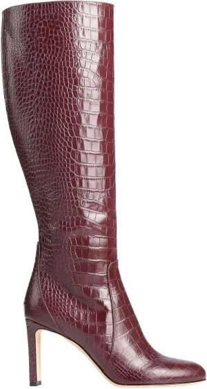 Croc Knee High Boots Riding Boots for Women Stiletto Heel Pointed Toe Leather Tall Boots Long Boots Calf High Boots Faux Crocodile Boots Side Zipper Fall & Winter