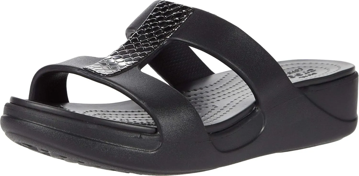 Crocs Women's Heels Open Toe Sandals, Black Dark Charcoal Black 0gq, 8