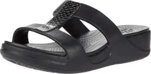 Crocs Women's Heels Open Toe Sandals, Black Dark Charcoal Black 0gq, 8