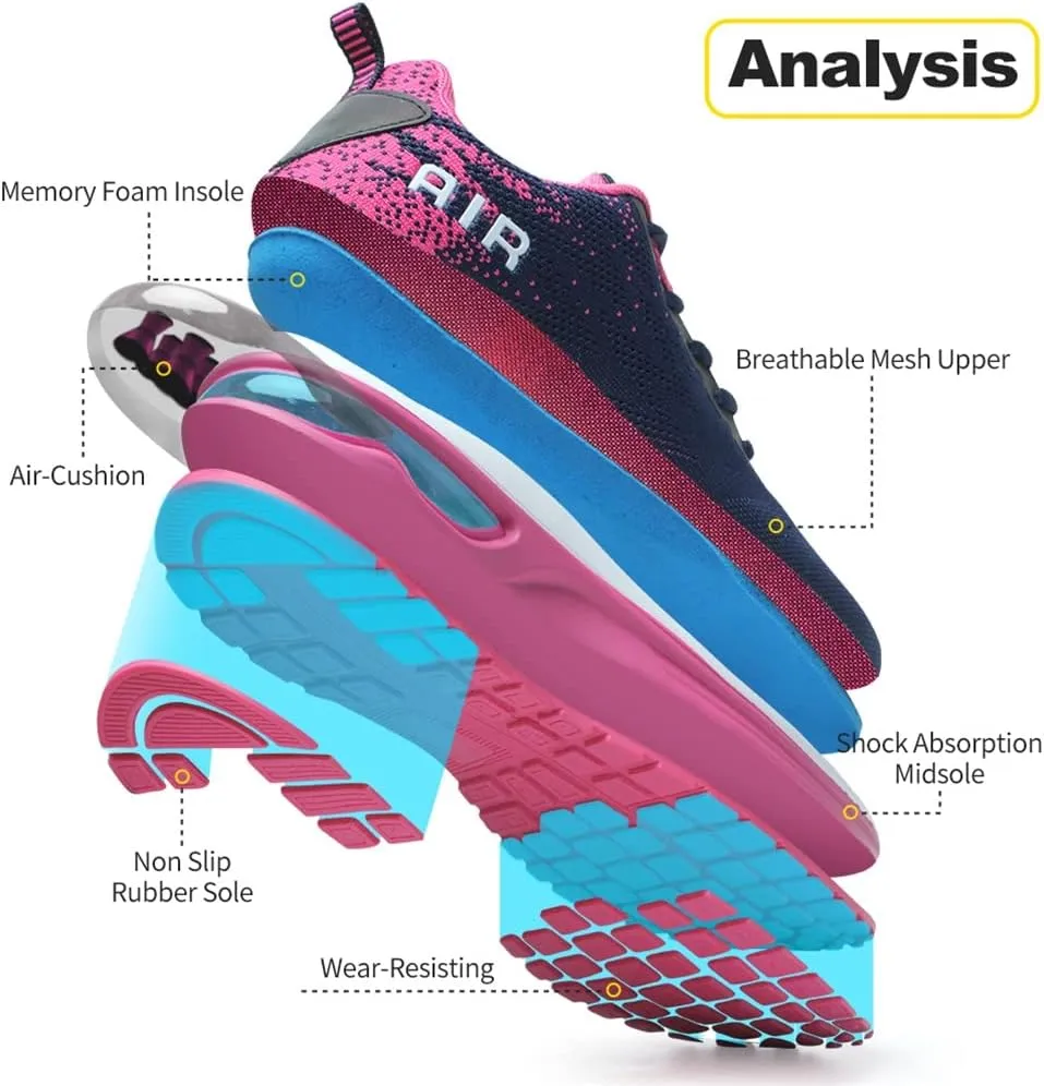 Dannto Women's Lightweight Walking Sneakers Air Cushion Tennis Athletic Running Fashion Sport Shoes for Girls