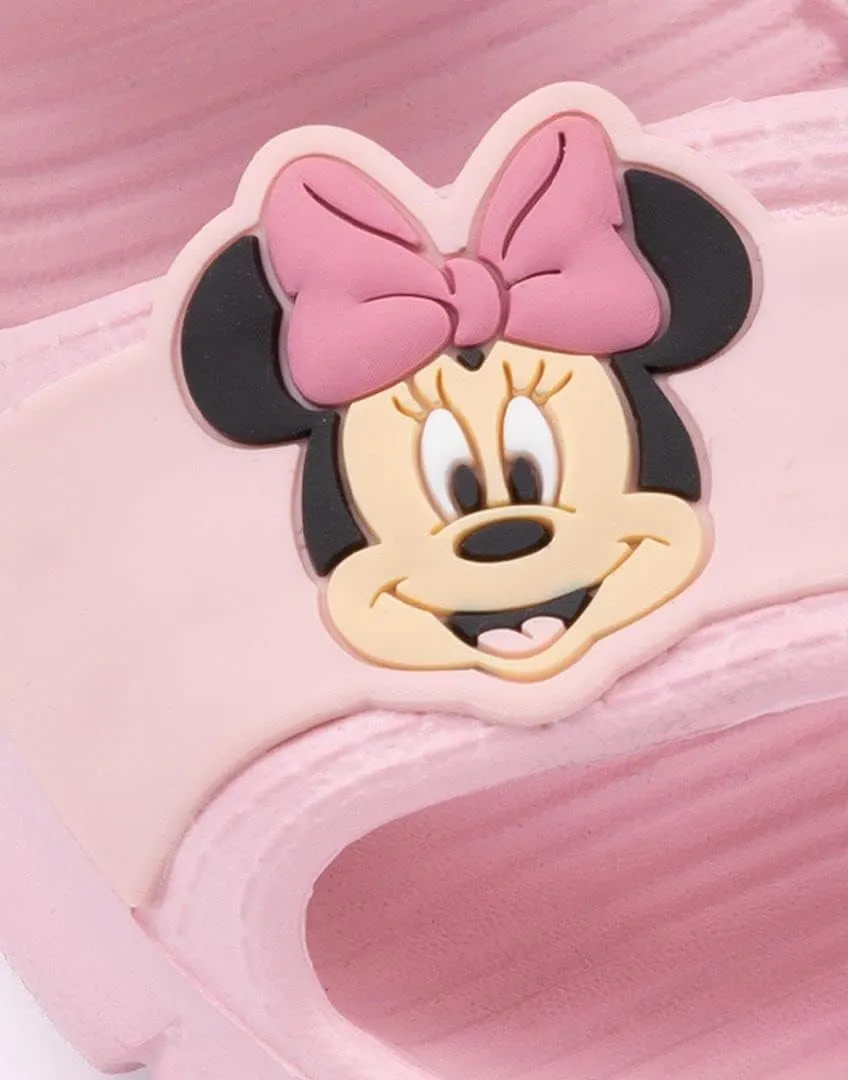 Disney Minnie Mouse Kids Sandals | Girls Leopard Print Sliders with Supportive Strap for Toddlers | Pink Slip-on Footwear