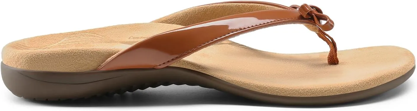 DREAM PAIRS Women's Arch Support Flip Flops Comfortable Dressy Orthopedic Thong Sandals Slides with Bow for Walking Summer Vacation