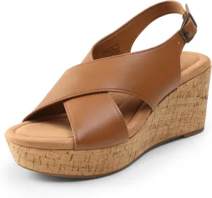 DREAM PAIRS Women's Comfortable Ankle Strap Platform Wedge Sandals for Women Casual Dressy Summer