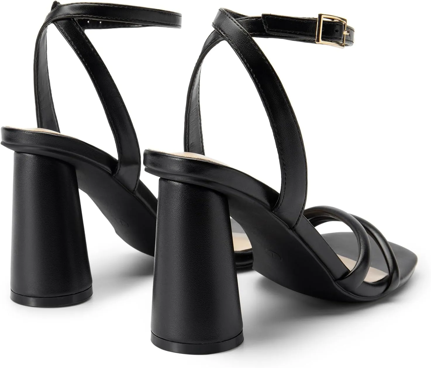 DREAM PAIRS Women's Strappy Round Heels Open Square Toe Ankle Strap Party Sandals Dress Shoes