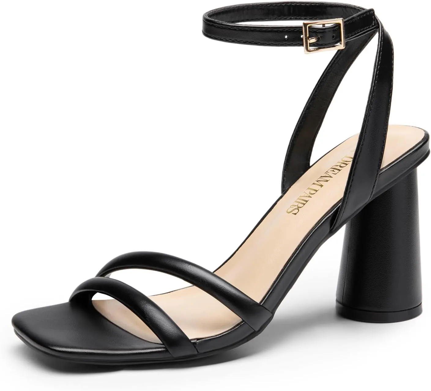 DREAM PAIRS Women's Strappy Round Heels Open Square Toe Ankle Strap Party Sandals Dress Shoes